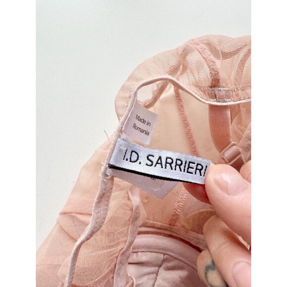 I.D. SARRIERI Light Pink Mesh Swarovski Rhinestone Thong Bodysuit, Size M - Picture 13 of 16